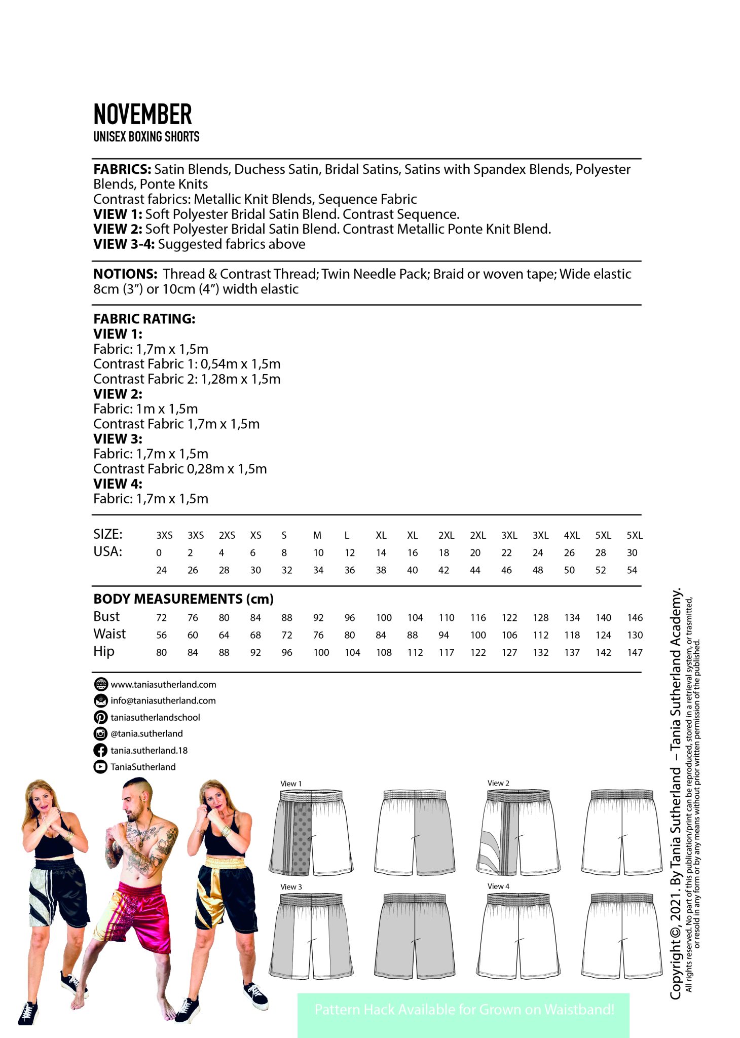 November unisex pro boxing shorts Tania Sutherland