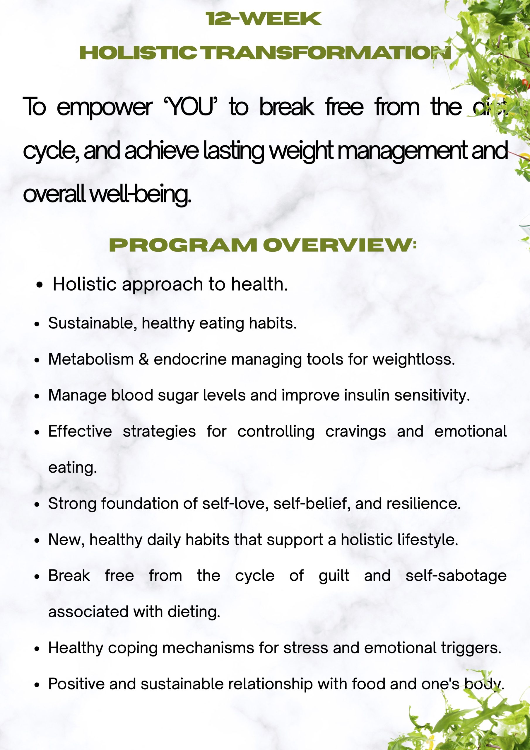 Program overview- Beyond the diet